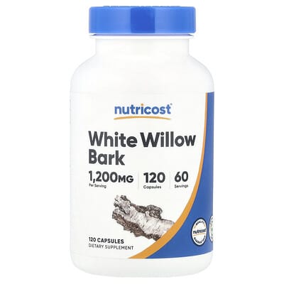 لحاء الصفصاف الأبيض 600 ملغم 15٪ ساليسي 120 كبسولة Nutricost White Willow Bark 15% Salicin (Best Before 01-08-2027)