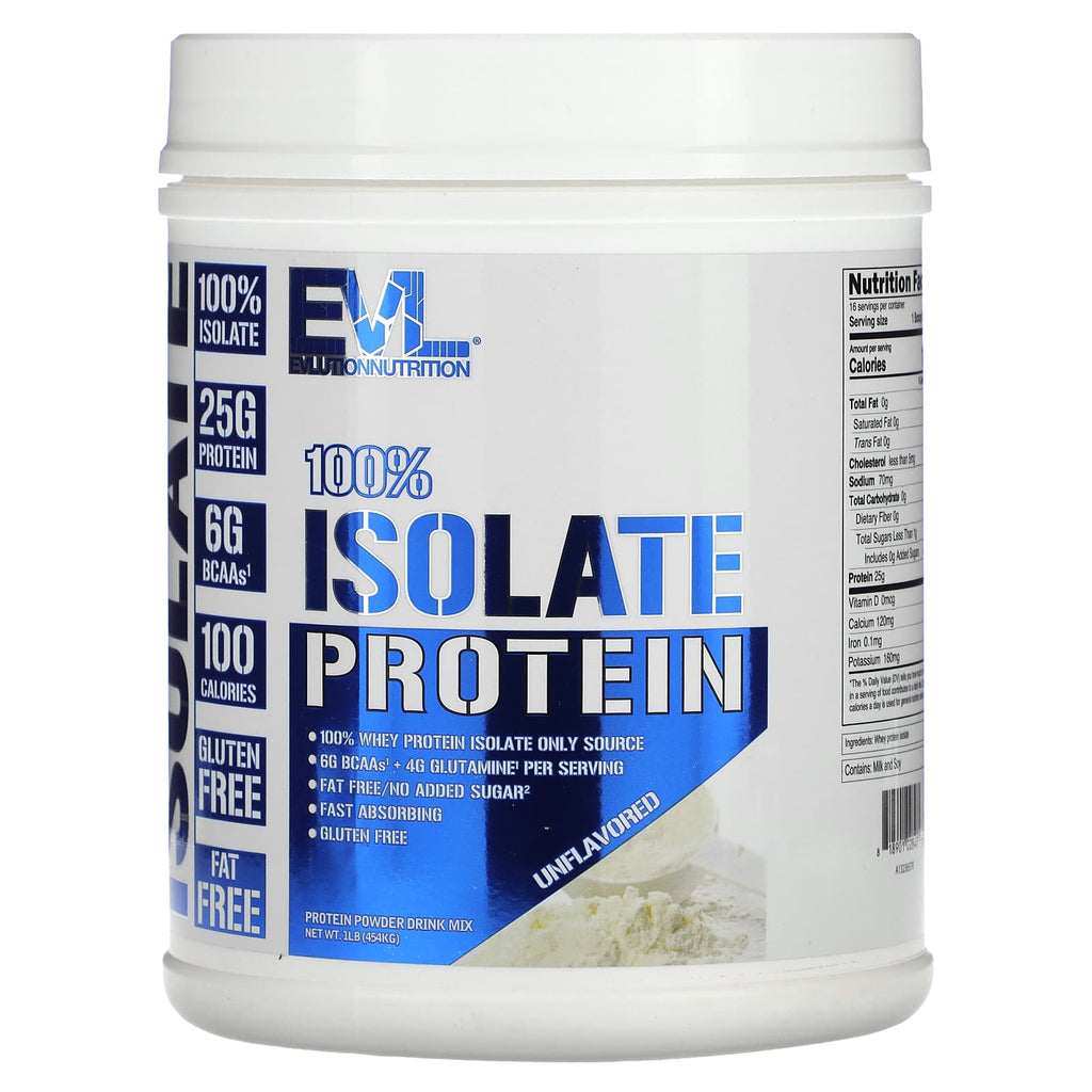 بروتين بودرة معزول 100٪ 454 غرام EVLution Nutrition, 100% Isolate Protein, Unflavored