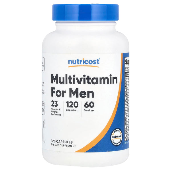 فيتامينات ومعادن كليتد وأعشاب متعددة الأفضل للرجال 26 عنصر 120 كبسولة Nutricost Multivitamin for Men Non-GMO (Best Before 01-03-2027)