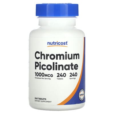 كروميوم بيكولينات 1000 مكجم ، 240 قرص Nutricost, Chromium Picolinate (Best Before 01-03-2028)