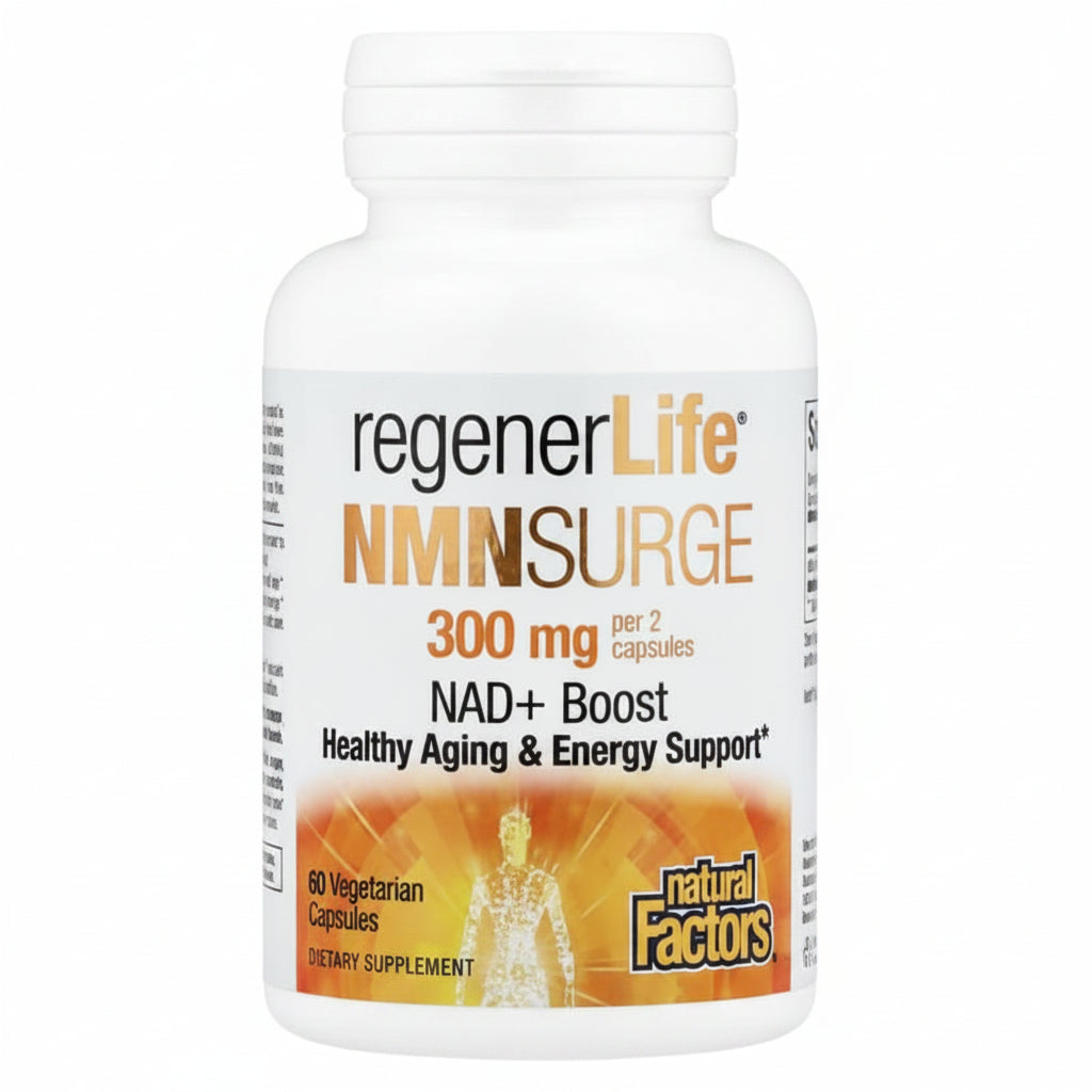 NMN 150 mg 60 Capsules Natural Factors, RegenerLife®, NMN Surge (Best Before 01-04-2029)