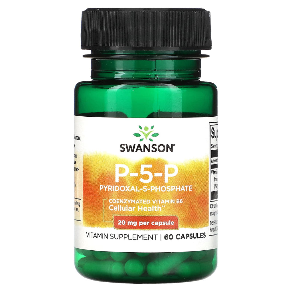 فيتامين ب6 الافضل بيريدوكسال-5-فوسفات 20 ملجم 60 كبسولة Swanson Coenzyme Vitamin B6, P-5-P Pyridoxal-5-Phosphate