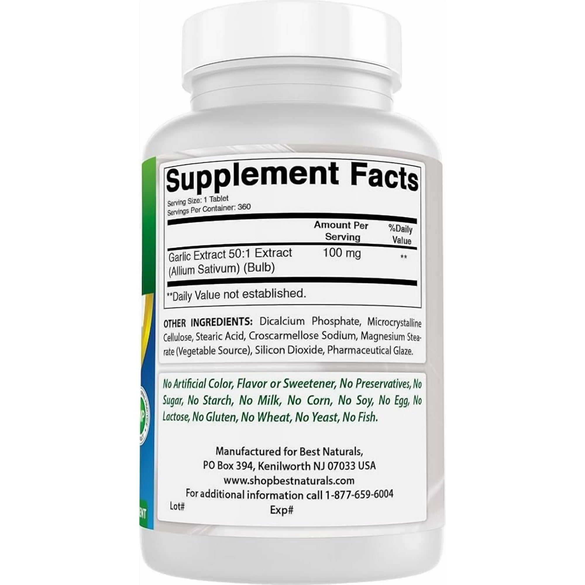 خلاصة ثوم عالي القوة يعادل 5000 ملجم 360 قرص Best Naturals Garlic Extract (Best Before 01-12-2026)