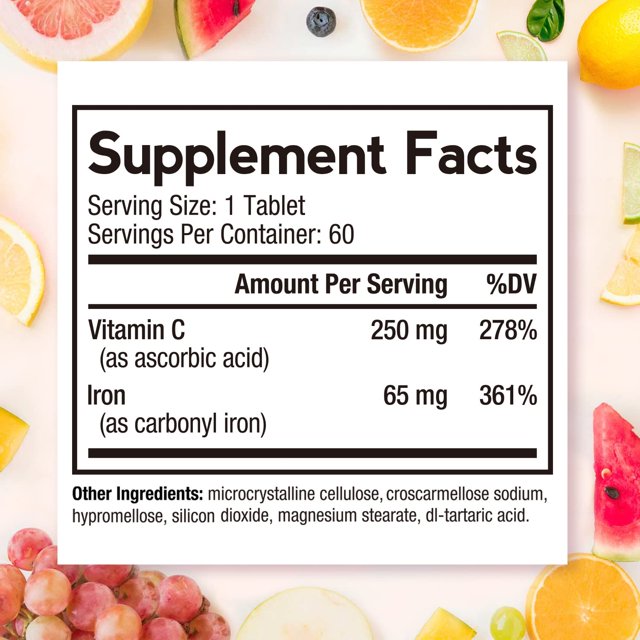 حديد كربونيل 65 ملجم مع فيتامين سي امتصاص عالي، سهل على المعدة 60 قرص Doctor's Recipes Iron Carbonyl Iron with Vitamin C (Best Before 01-05-2027) حديد كربونيل 65 ملجم مع فيتامين سي امتصاص عالي، سهل على المعدة 60 قرص Doctor's Recipes Iron Carbonyl Iron with Vitamin C (Best Before 01-05-2027)