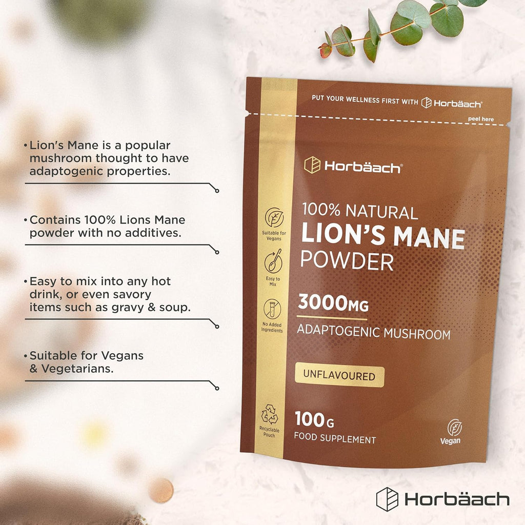 فطر عرف الأسد بودرة 100 جرام Horbäach Lion's Mane Mushroom Powder (Best Before 01-07-2026) فطر عرف الأسد بودرة 100 جرام Horbäach Lion's Mane Mushroom Powder (Best Before 01-07-2026)