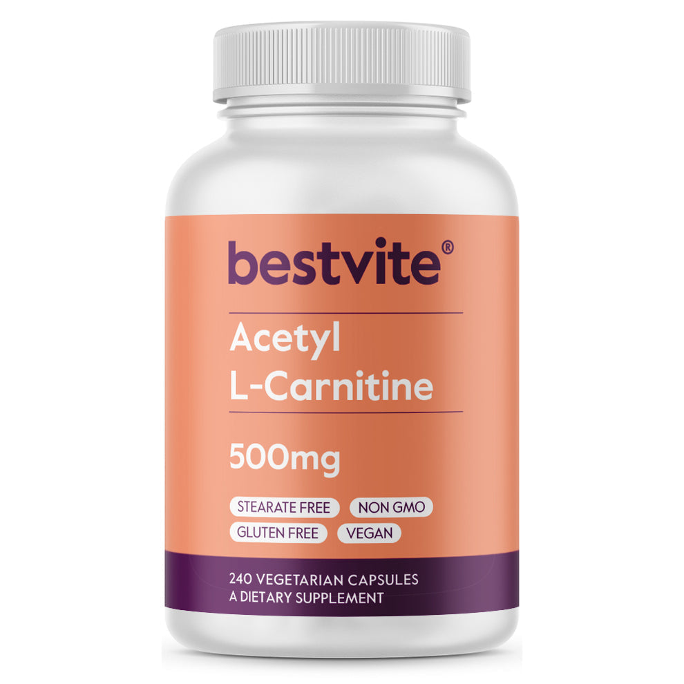 أسيتيل ل-كارنيتين 500 ملجم 240 كبسولة Bestvite Acetyl L-Carnitine Non-GMO (Best Before 01-11-2027)