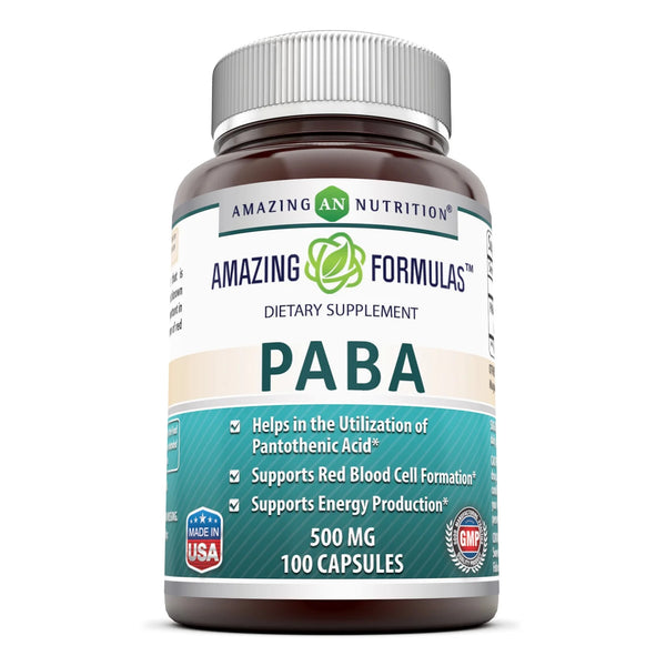 Amazing Formulas PABA 500 Mg 100 Capsules (Best Before 01-05-2025)