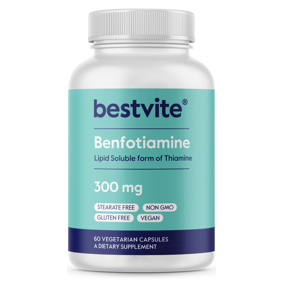 بنفوتيامين 300 ملجم 60 كبسولة Bestvite Benfotiamine (Fat Soluble Vitamin B-1) Non-GMO (Best Before 01-02-2028)