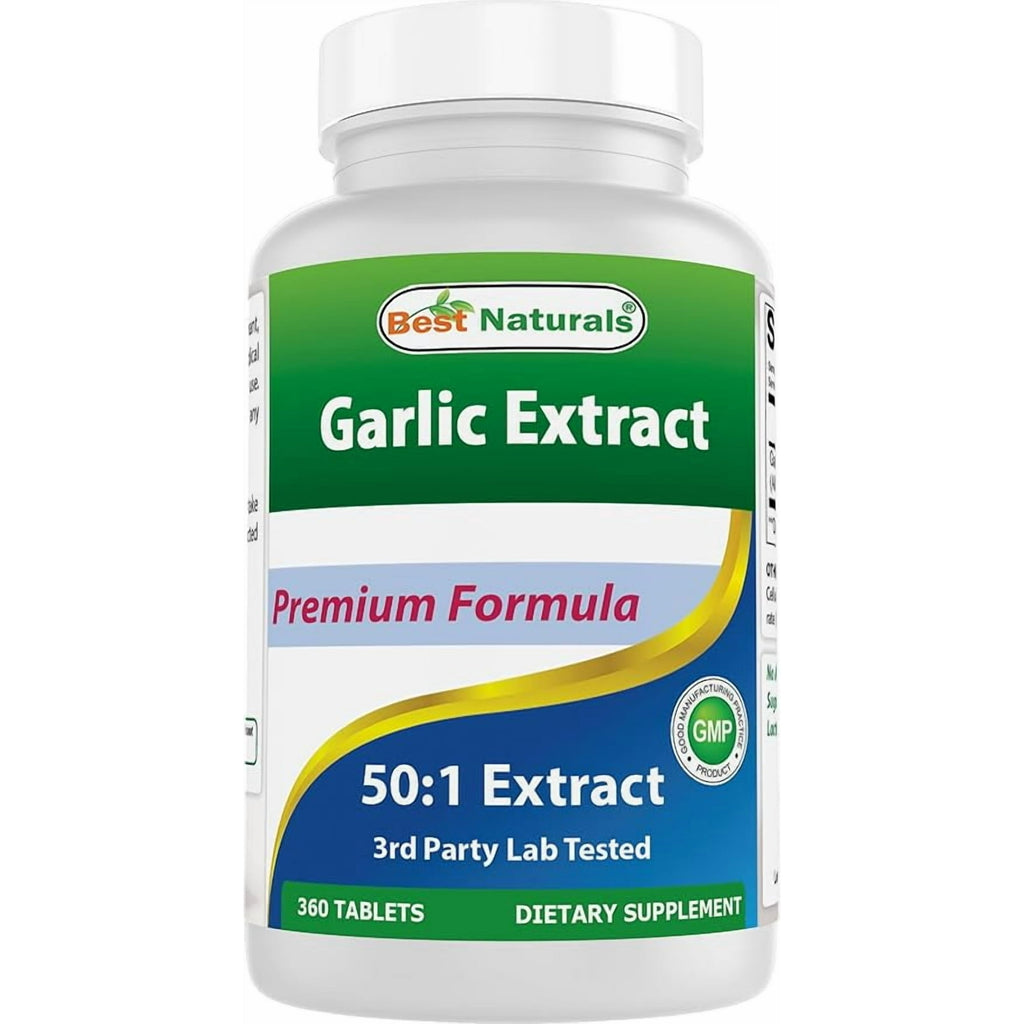 خلاصة ثوم عالي القوة يعادل 5000 ملجم 360 قرص Best Naturals Garlic Extract (Best Before 01-12-2026)