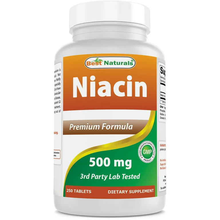 نياسين ب3 500 ملغم 250 قرص Best Naturals Niacin with Flushing Vitamin B3 (Best Before 01-05-2028)