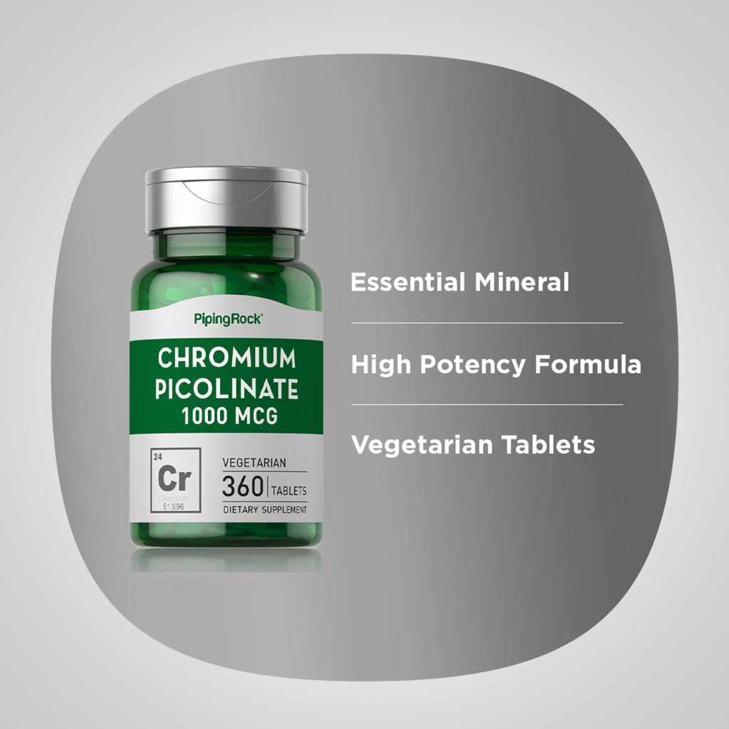 كروميوم بايكلونيت تركيز فائق 1000 مكجم 360 قرص PipingRock Chromium Picolinate (Non-GMO) (Best Before 01-12-2026) كروميوم بايكلونيت تركيز فائق 1000 مكجم 360 قرص PipingRock Chromium Picolinate (Non-GMO) (Best Before 01-12-2026)