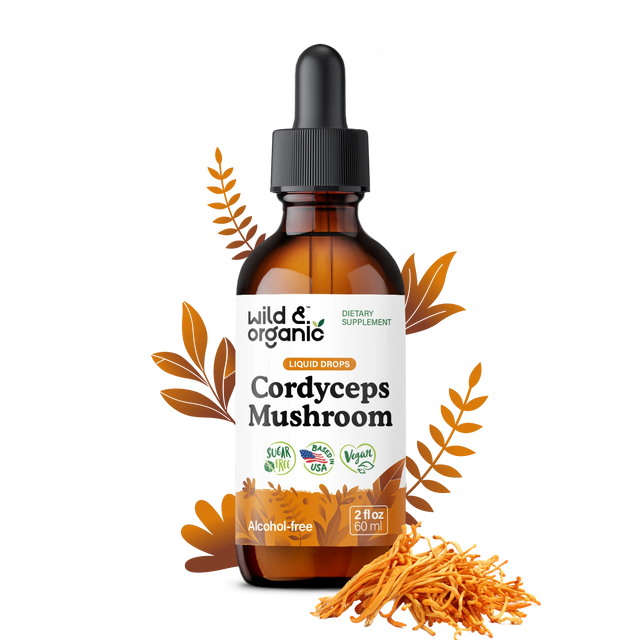 خلاصة فطر كورديسيبس عضوي 60 مل Wild & Organic Cordyceps Mushroom Extract (Best Before 01-12-2027)