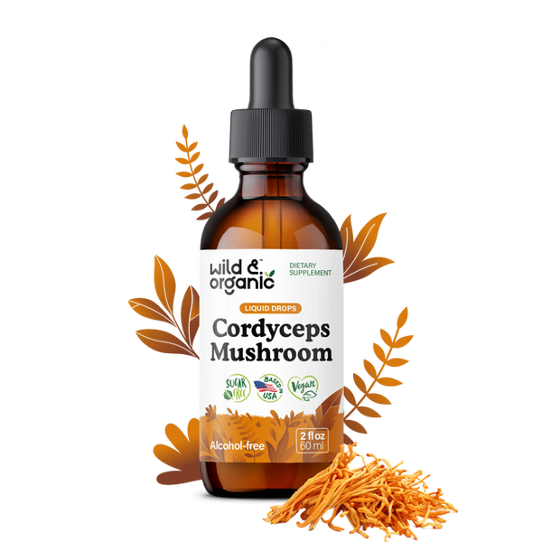 خلاصة فطر كورديسيبس عضوي 60 مل Wild & Organic Cordyceps Mushroom Extract (Best Before 01-12-2027)