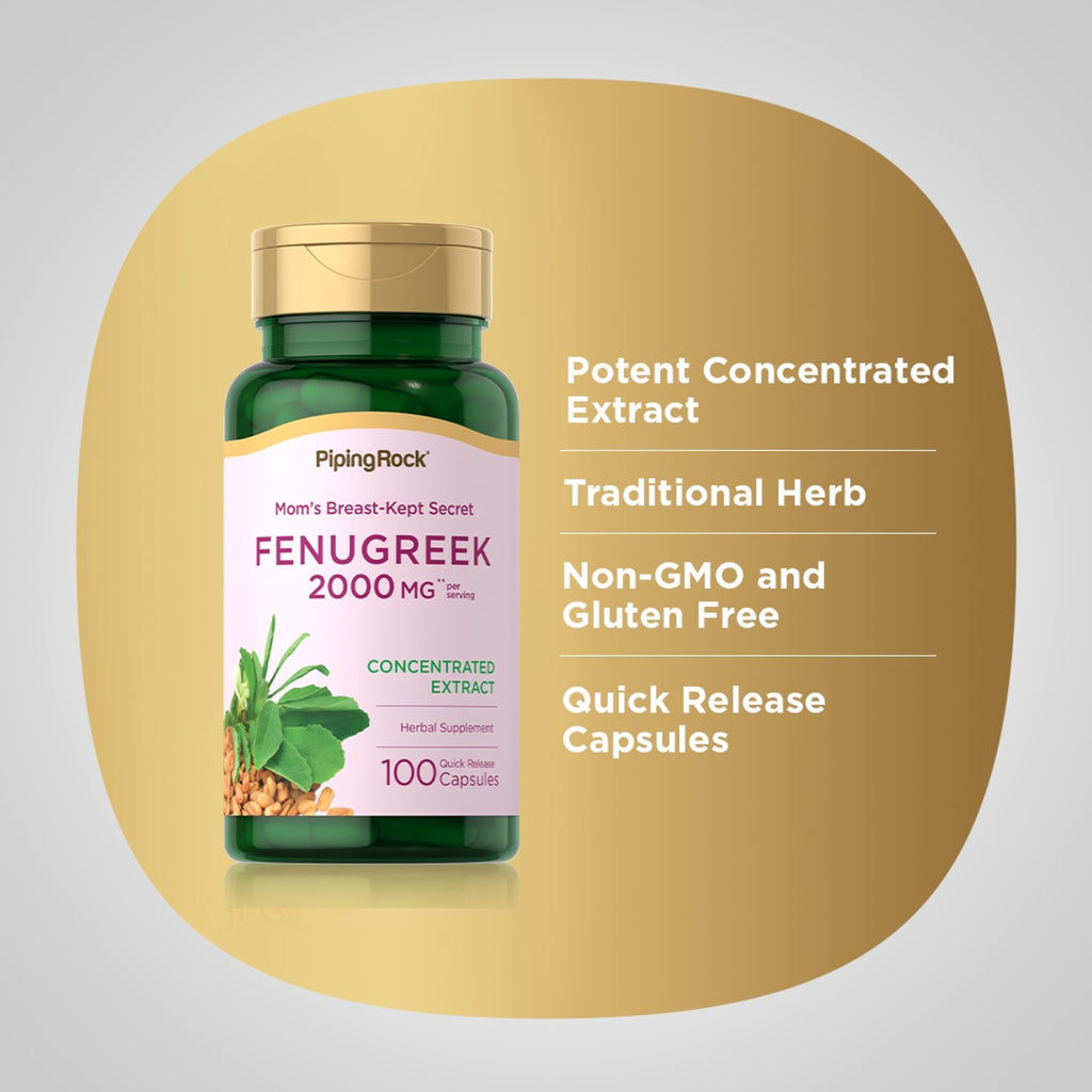 خلاصة حبوب الحلبة تعادل 1000 ملجم 100 كبسولة Pipingrock Fenugreek Extract (Non-GMO) (Best Before 01-04-2026)