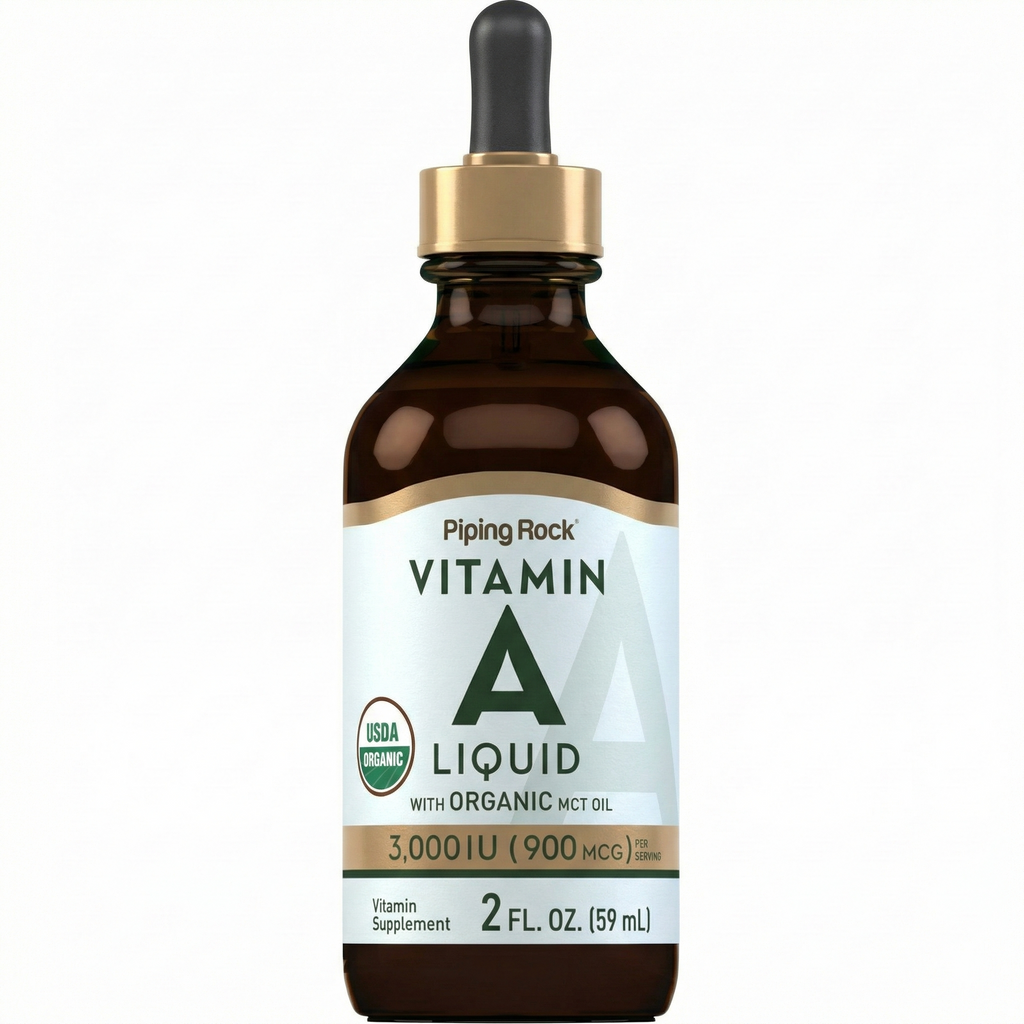 فيتامين أ سائل ريتنول بزيت جوز الهند العضوي 59 مل PipingRock Vitamin A Liquid with Organic MCT Non-GMO (Best Before 01-05-2027)