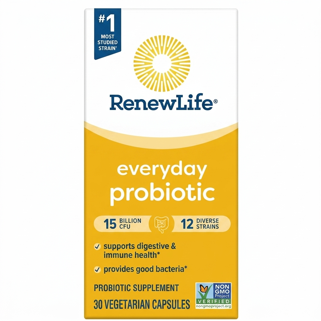 بروبيوتيك (بكتيريا نافعة) 15 مليار وحدة 12 سلالة 30 كبسولة Renew Life Everyday Care Probiotic (Non-GMO) (Best Before 01-04-2027)