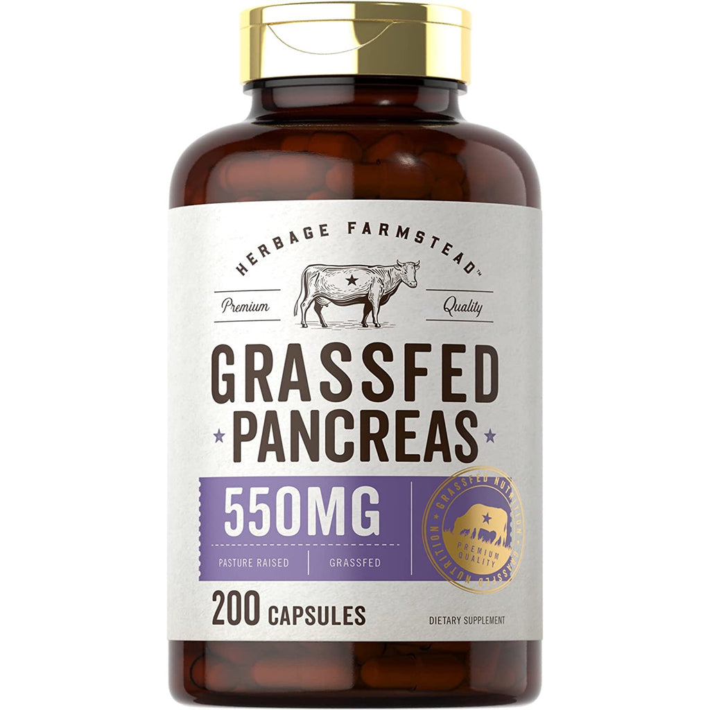 أنسجة البنكرياس بقري متغذي على الأعشاب 550 مجم 200 كبسولة Herbage Farmstead Grass Fed Beef Pancreas (Best Before 01-05-2026)