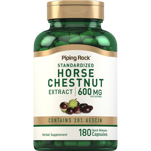 مستخلص كستناء الحصان 200 ملجم 20% إيسكين 180 كبسولة PipingRock Horse Chestnut (Standardized Extract 20% aescin) (Best Before 01-09-2027)