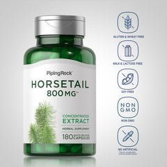 خلاصة عشبة ذنب الخيل تعادل 800 ملجم 180 كبسولة PipingRock Horsetail (Non-GMO) (Best Before 01-06-2027)