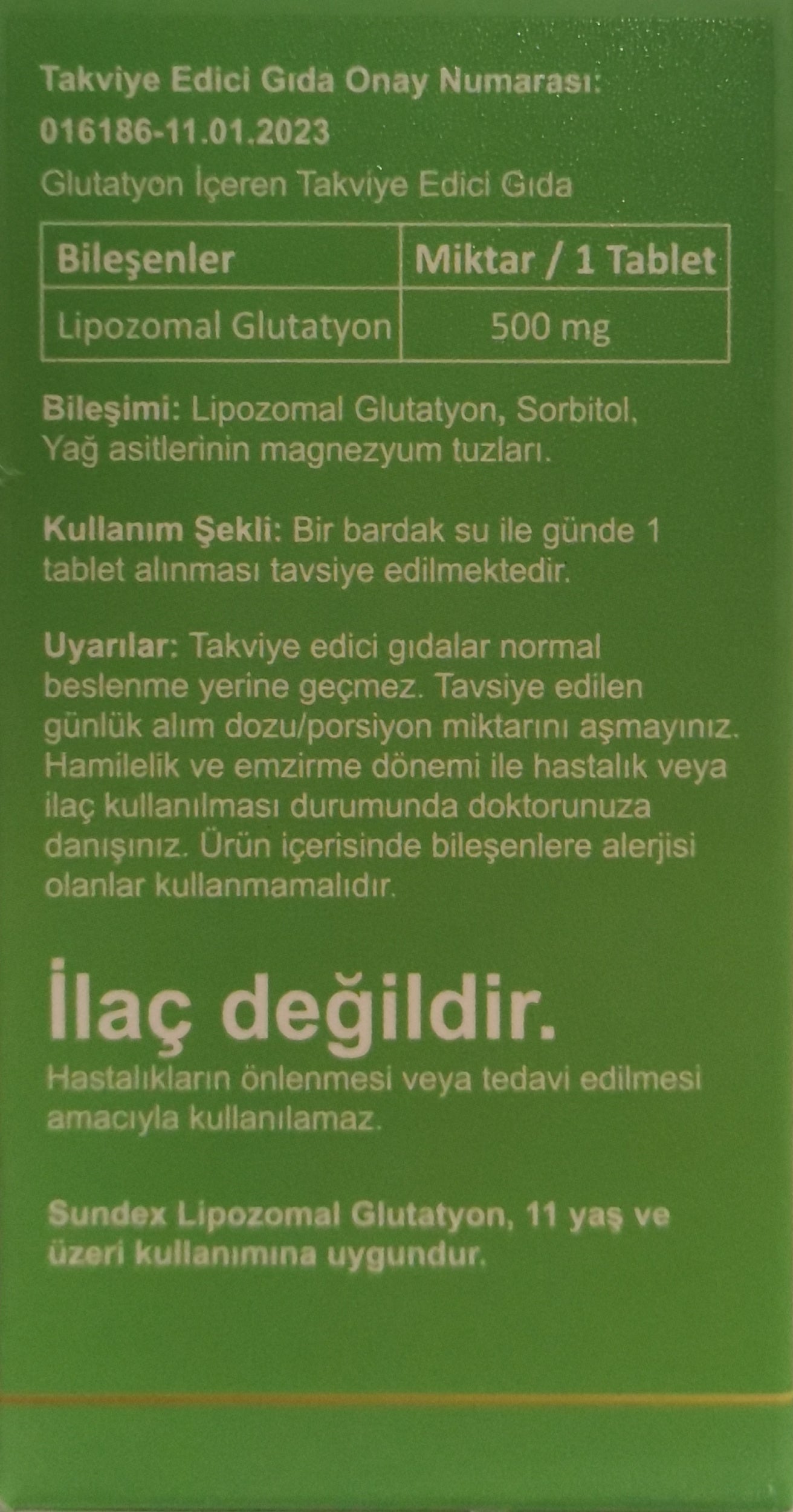 جلوتاثيون الأفضل لايبوزومال 500 ملجم 30 قرص (منتج تركي) Sun Dex Liposomal Glutathione (Best Before 01-05-2027)