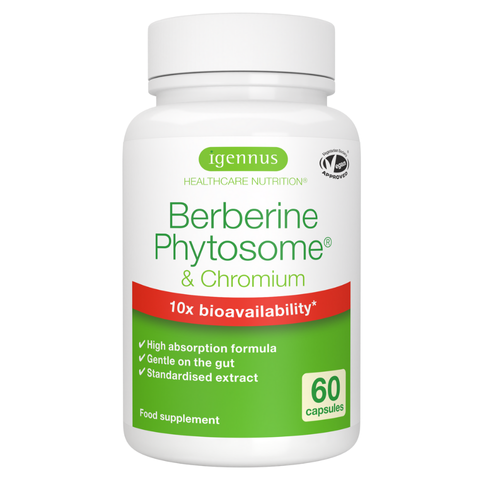بيربارين فايتوسوم الأفضل بالقوة القصوى 500 ملغم + كروميوم بايكلونيت 200 مكجم 60 كبسولة Igennus Berberine Phytosome & Chromium Picolinate (Best Before 01-03-2028)