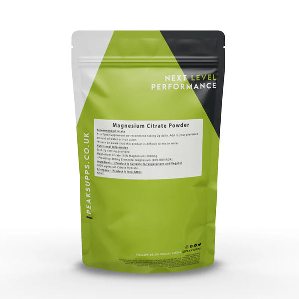 مغنيسيوم ستريت بودرة (300 ملجم لكل 2 غرام) 250 غرام Peak supps Magnesium Citrate Powder (Best Before 14-11-2025)
