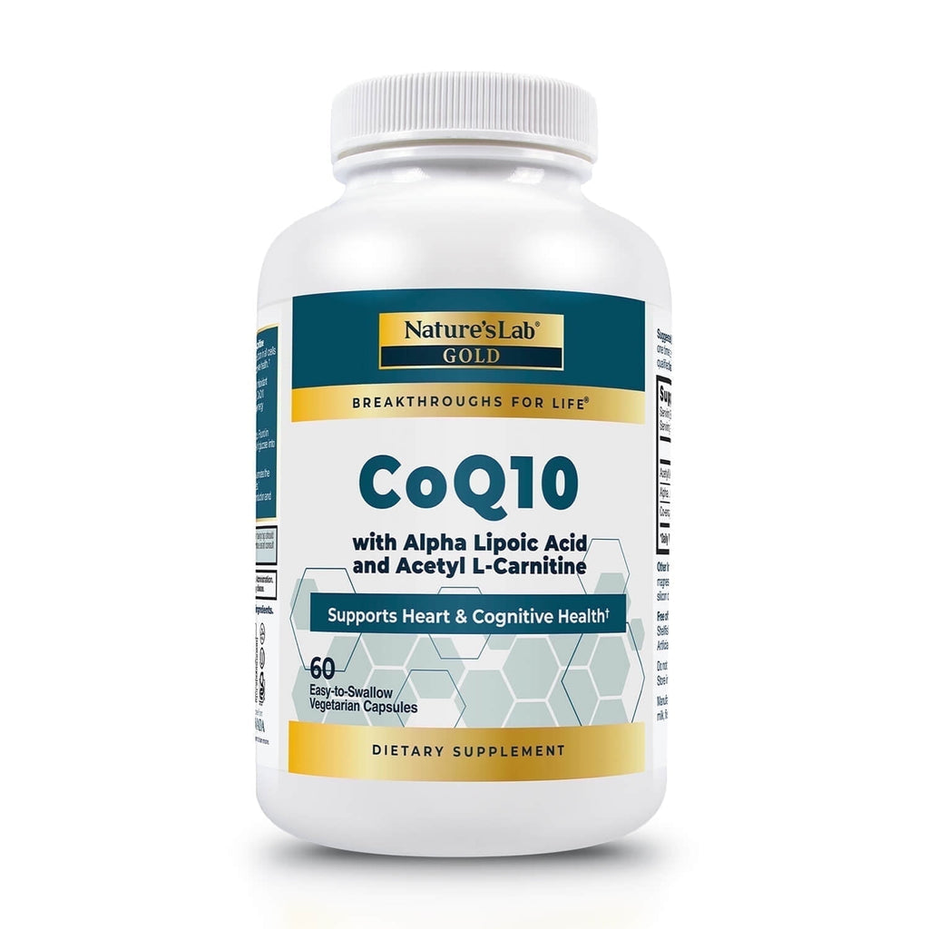 اسيتيل ل كارنتين 250 ملغم + انزيم كيو 10 100 ملغم + حمض الفا ليبويك 150 ملغم 60 كبسولة Nature's Lab Gold CoQ10 + Alpha Lipoic Acid + Acetyl L-Carnitine HCl (Best Before 01-09-2027)