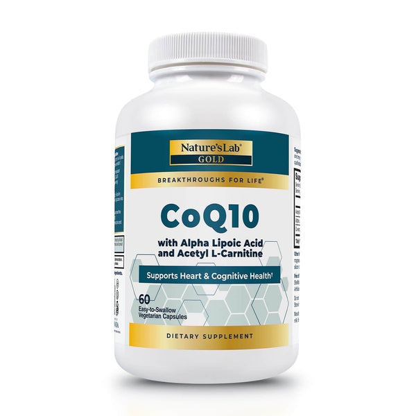 اسيتيل ل كارنتين 250 ملغم + انزيم كيو 10 100 ملغم + حمض الفا ليبويك 150 ملغم 60 كبسولة Nature's Lab Gold CoQ10 + Alpha Lipoic Acid + Acetyl L-Carnitine HCl (Best Before 01-09-2027)