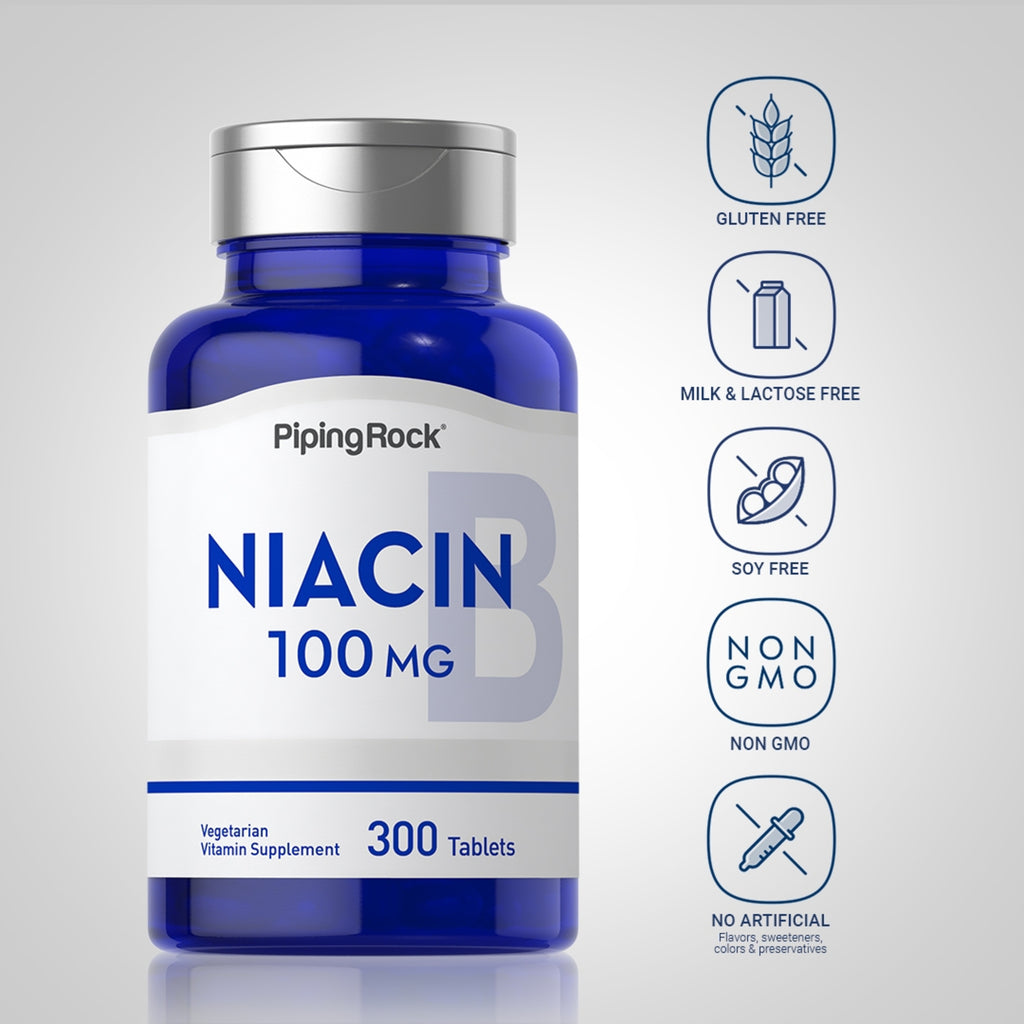 فيتامين ب 3 نياسين 100 ملجم 300 قرص PipingRock Niacin (Non-GMO) (Best Before 01-07-2026) فيتامين ب 3 نياسين 100 ملجم 300 قرص PipingRock Niacin (Non-GMO) (Best Before 01-07-2026)
