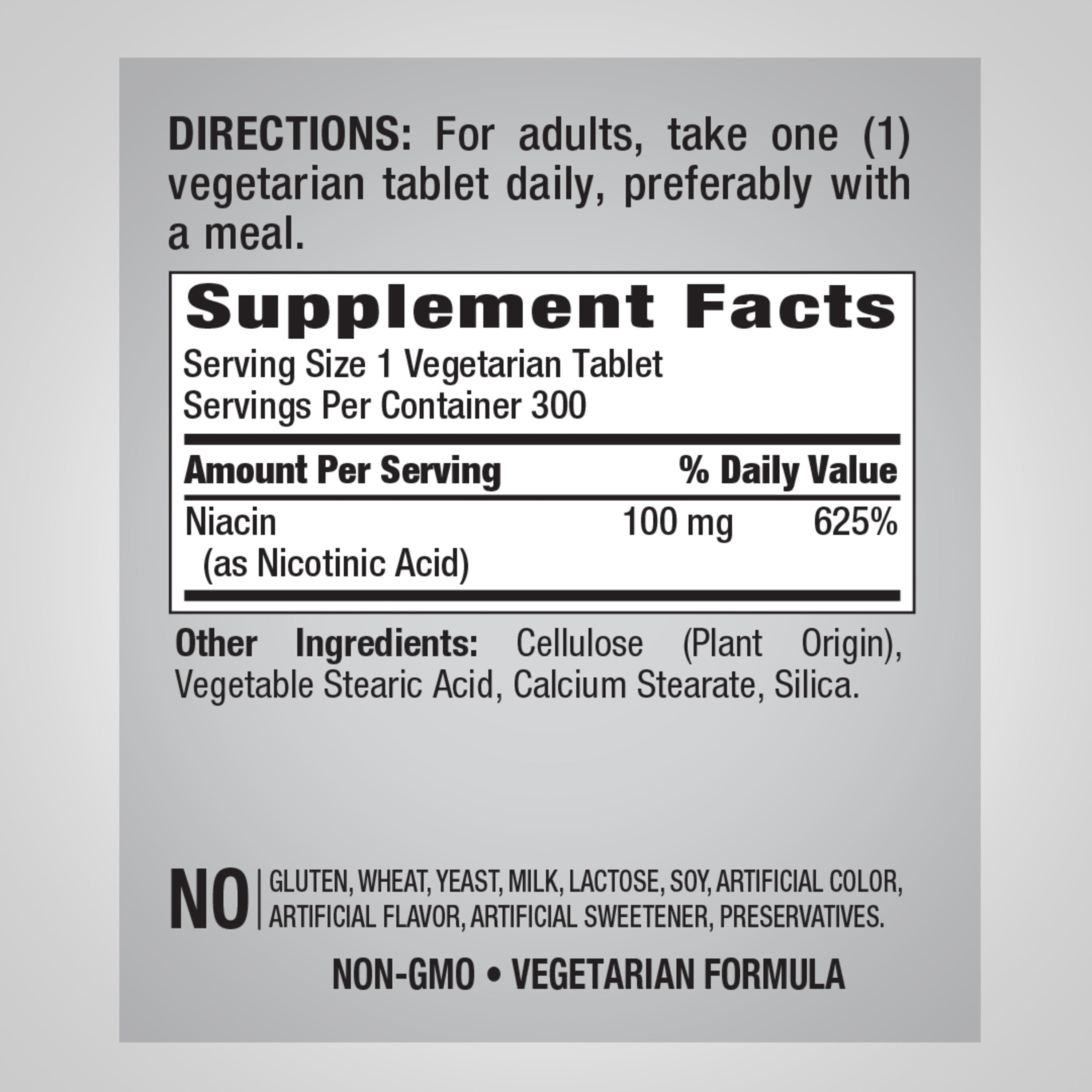 فيتامين ب 3 نياسين 100 ملجم 300 قرص PipingRock Niacin (Non-GMO) (Best Before 01-03-2027)