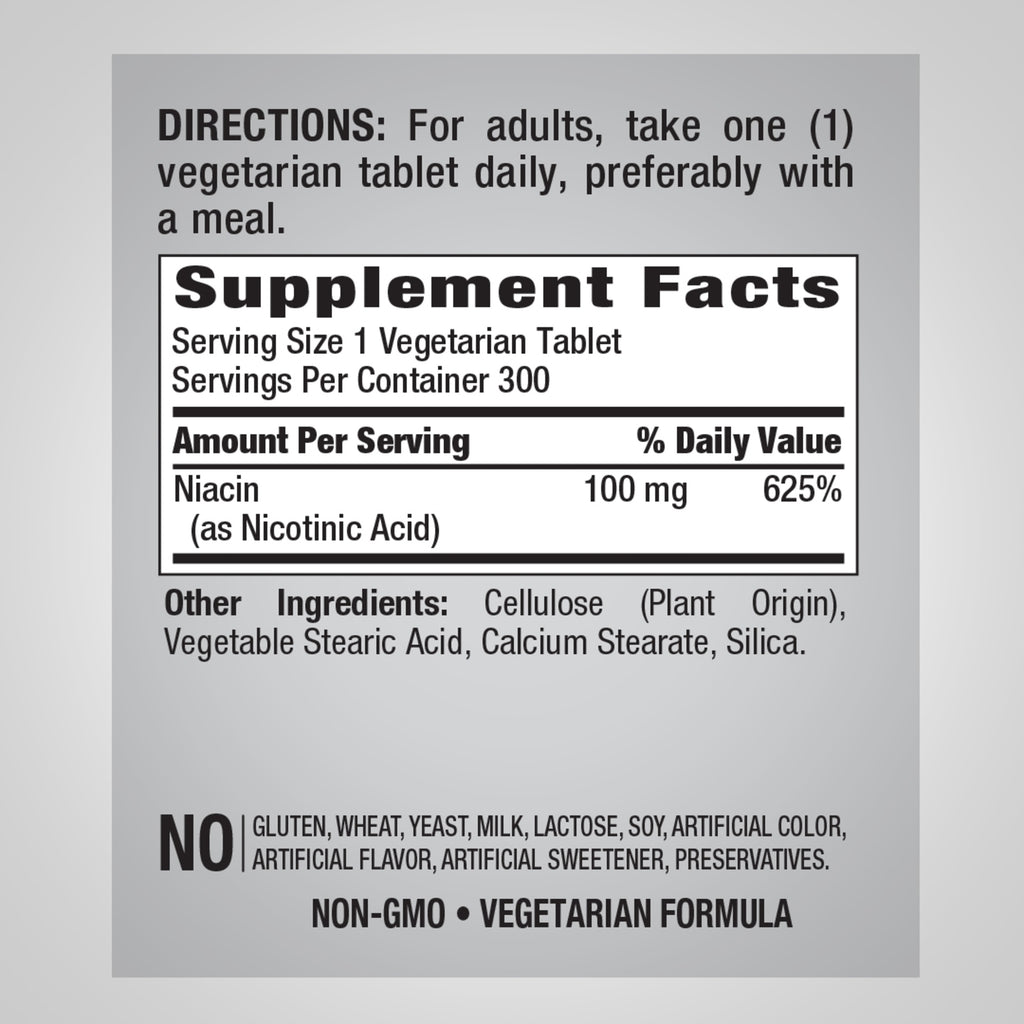 فيتامين ب 3 نياسين 100 ملجم 300 قرص PipingRock Niacin (Non-GMO) (Best Before 01-07-2026) فيتامين ب 3 نياسين 100 ملجم 300 قرص PipingRock Niacin (Non-GMO) (Best Before 01-07-2026)