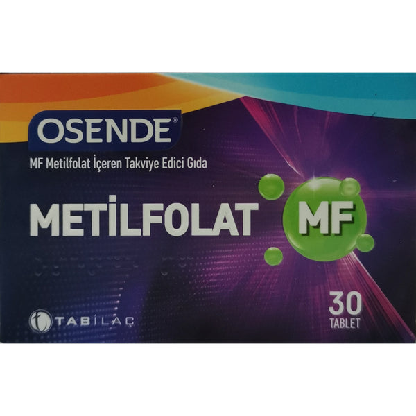 حمض الفوليك ميثيل (فيتامين ب9) طبيعي 400 مكجم 30 قرص (منتج تركي) OSENDE Methylfolate (Vitamin B9 / folic acid ) (Best Before 01-08-2024)