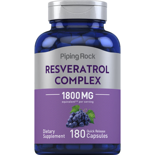 ريسفيراترول طبيعي كومبلكس 600 ملجم 180 كبسولة PipingRock Resveratrol Complex Non-GMO (Best Before 01-03-2028)