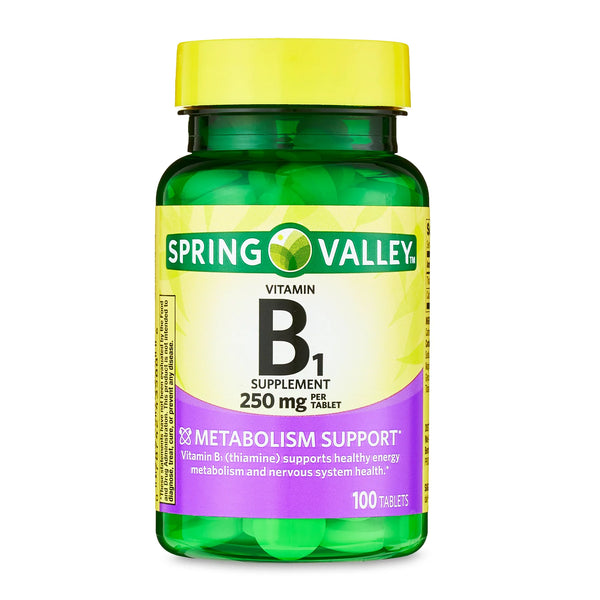 فيتامين ب1 (ثيامين) 250 ملجم 100 قرص Spring Valley Vitamin B1 (Best Before 01-10-2025)