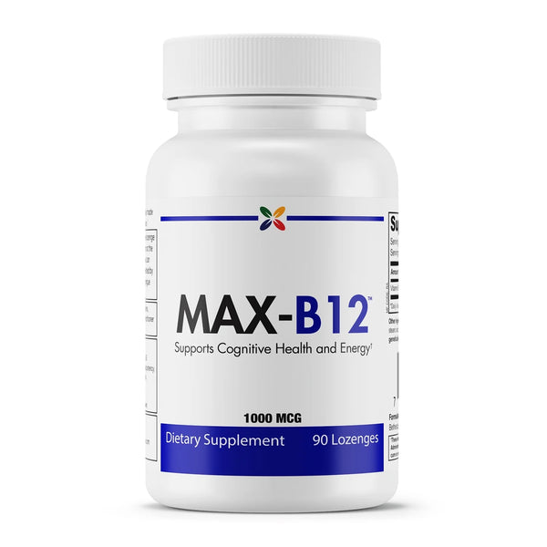 فيتامين ب 12 طبيعي مثيل 1000 مكجم 90 حبة تحت اللسان Stop Aging Now MAX-B12 Vitamin B12 Methylcobalamin Lozenges (Best Before 01-03-2026)