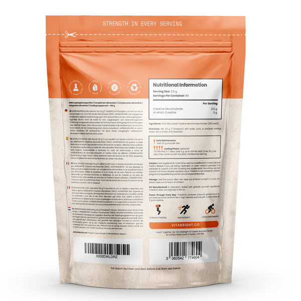 كرياتين مونوهيدرات بودرة 400 جم Vitabright Creatine Monohydrate Powder (Best Before 01-11-2028)