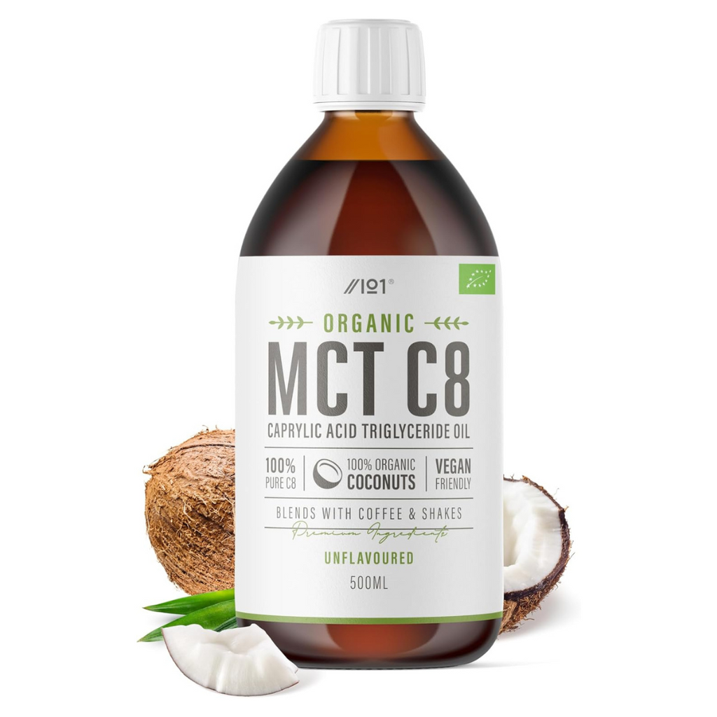 زيت ام سي تي من جوز الهند سي8 عالي الجودة عضوي معصور على البارد 500 مل Alpha01 Organic C8 MCT Oil 100% Pure Cold Pressed (Best Before 01-02-2028)