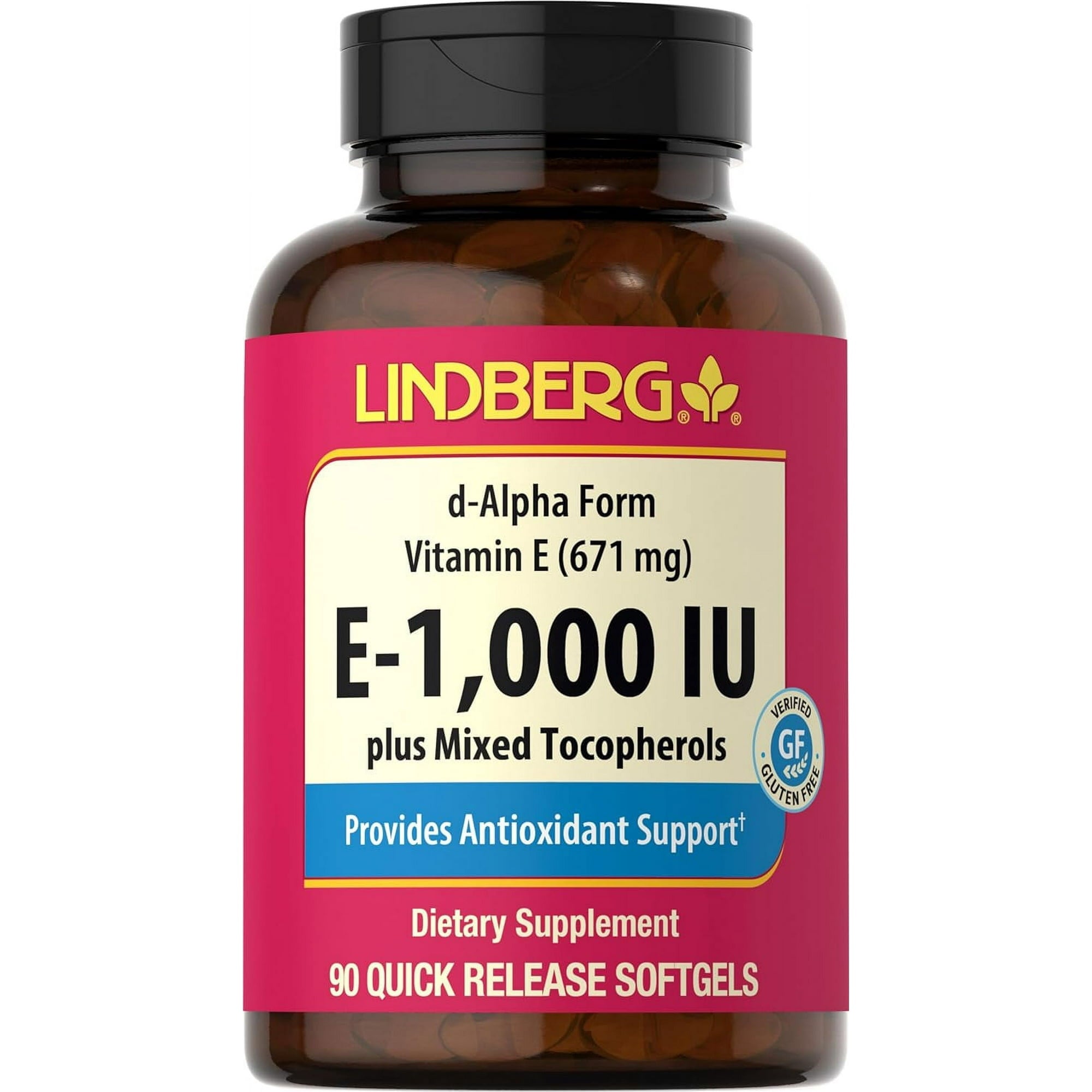 فيتامين اي 1000 وحدة 90 حبة Lindberg d-Alpha from Vitamin E-1,000 IU plus Mixed Tocopherols (Best Before 01-04-2028)