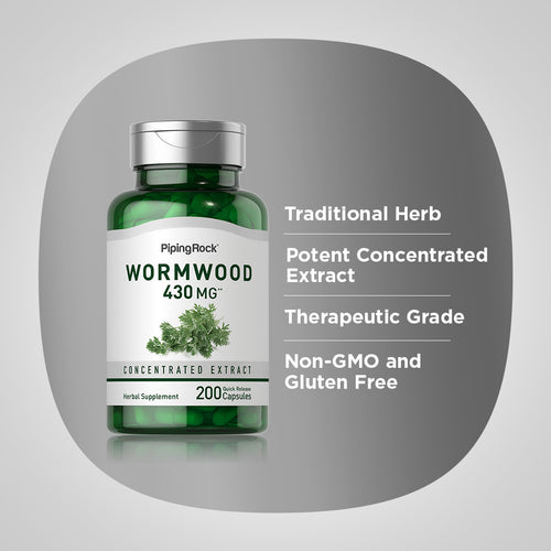 مستخلص شيح يعادل 430 ملغم 200 كبسولة PipingRock Wormwood (Artemisia annua) (Non-GMO) (Best Before 01-08-2027)