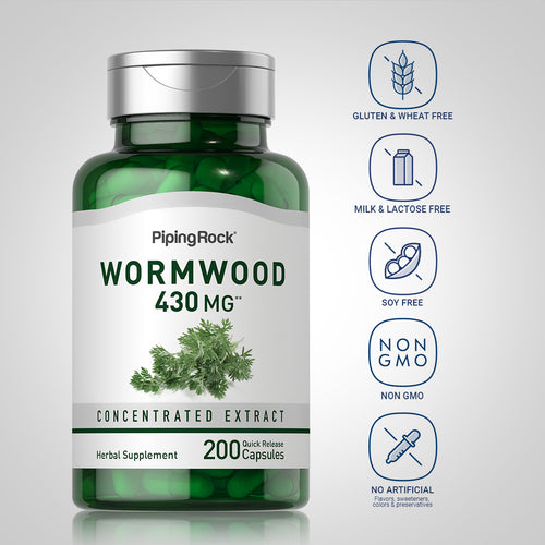 مستخلص شيح يعادل 430 ملغم 200 كبسولة PipingRock Wormwood (Artemisia annua) (Non-GMO) (Best Before 01-08-2027)
