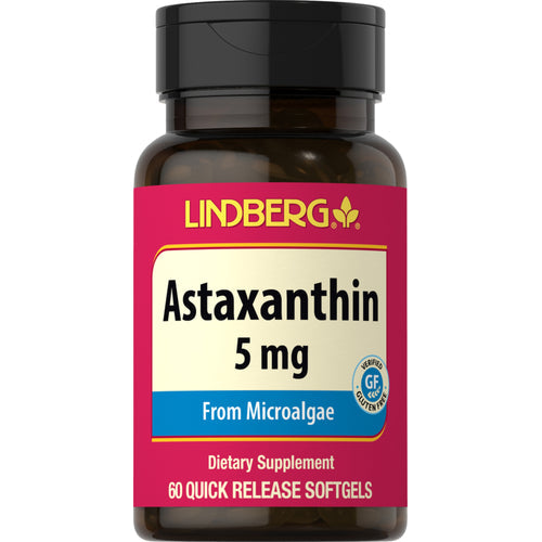 أستازانتين طبيعي 5 ملجم 60 حبة LINDBERG Astaxanthin Non-GMO (Best Before 01-12-2025)