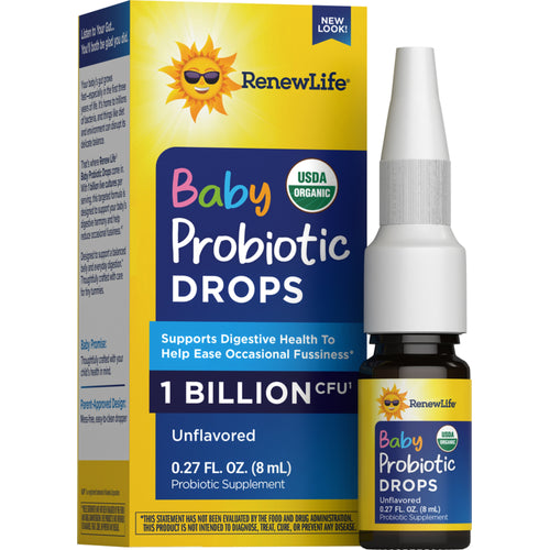 بروبيوتيك عضوي للرضع، 1 ميار كل 5 نقاط يكفي 32 يوم 8 مل Renew Life Baby Probiotic Drops 1 Billion (Organic) (Best Before 01-06-2027)