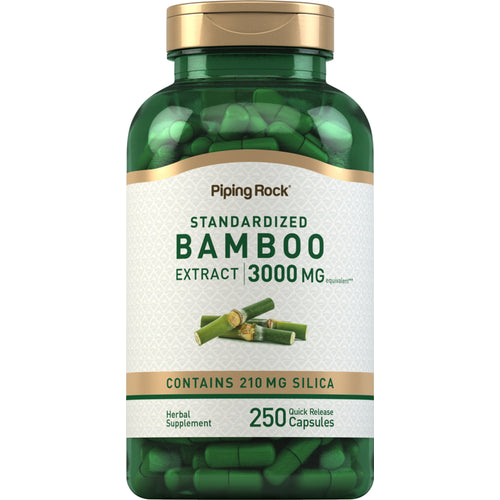 سيليكا 240 ملغم طبيعية من خلاصة الخيزران يعادل 3000 ملجم 250 كبسولة PipingRock Bamboo Extract (Best Before 01-05-2027)
