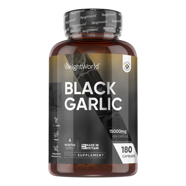 خلاصة ثوم أسود معتق مخمر يعادل 15000 ملجم 180 كبسولة (منتج اوروبي) Weightworld Black Garlic 20:1 With Allicin & S-Allyl Cysteine (Best Before 01-04-2027)