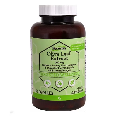 خلاصة أوراق الزيتون 500 ملغم (90 ملغم أوليوروبين) 60 كبسولة Vitacost-Synergy Olive Leaf Extract - Standardized (Best Before 01-02-2027)