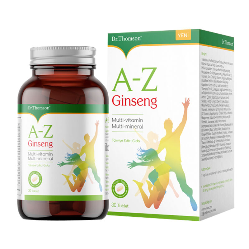 جنسينج مع فيتاميانت ومعادن متعددة 30 قرص (منتج تركي) Dr.thomson A-z Ginseng Multi-vitamin + Multi-mineral