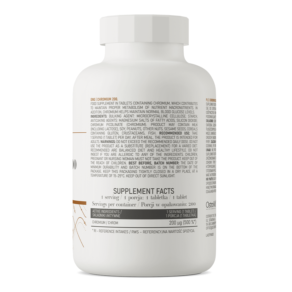 كروميوم بايكلونيت 200 مكجم عالي الفعالية 200 قرص (منتج اوروبي) OstroVit Chromium Picolinate (Best Before 01-06-2027) كروميوم بايكلونيت 200 مكجم عالي الفعالية 200 قرص (منتج اوروبي) OstroVit Chromium Picolinate (Best Before 01-06-2027)