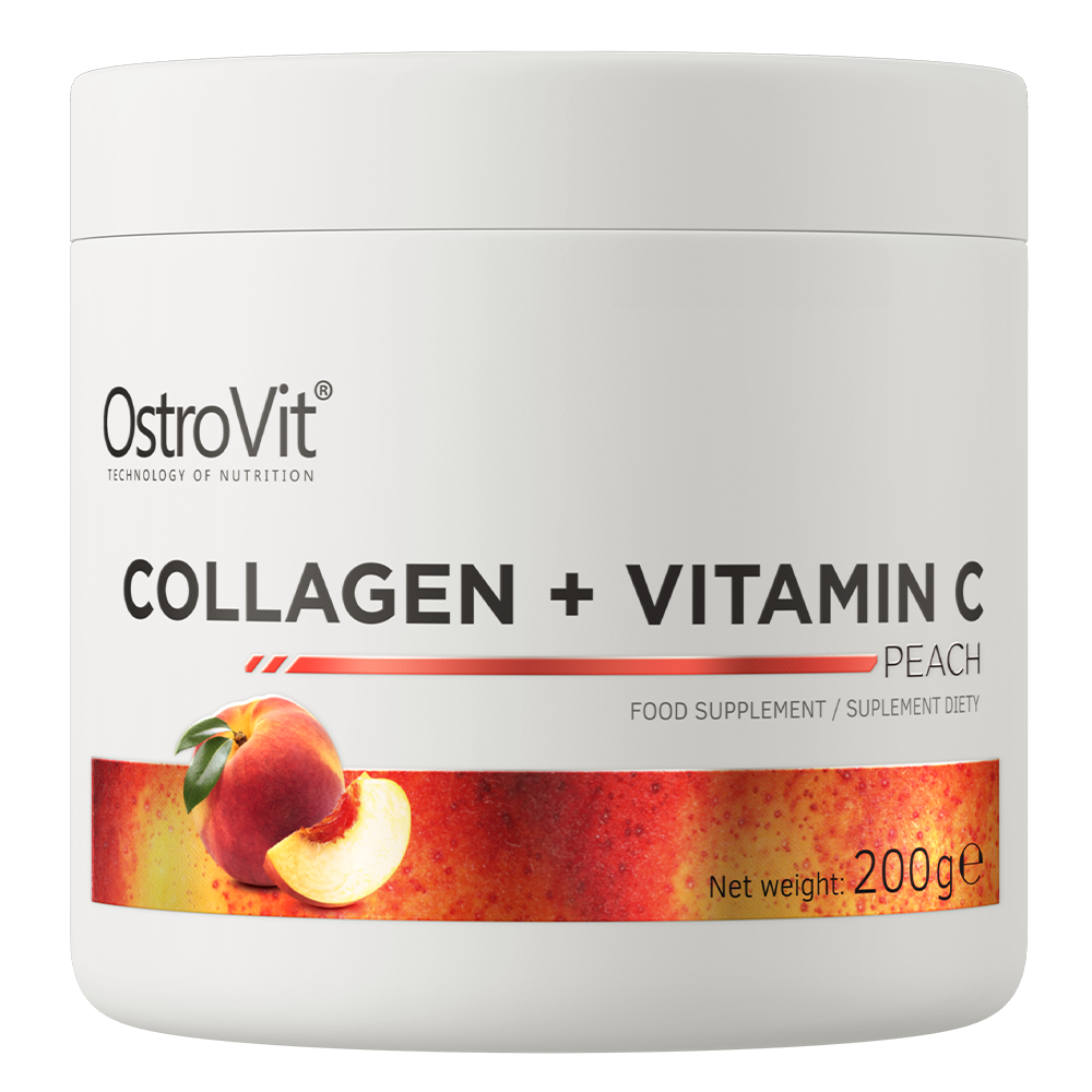 كولاجين بودرة بيبتايد هايدرولايزد + فيتامين سي بنكهة الدراق 200 جرام (منتج اوروبي) OstroVit Collagen Hydrolyzed Peptides Powder + Vitamin C (Best Before 11-07-2027)