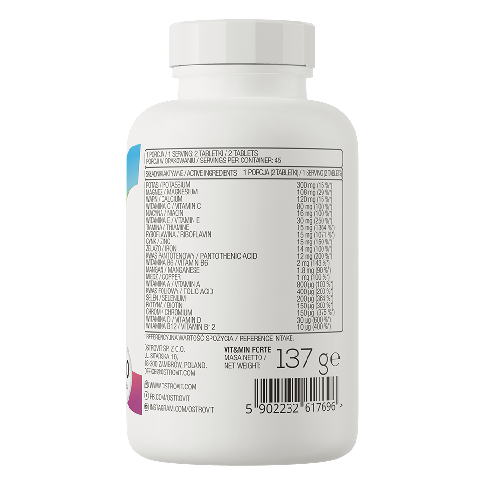 فيتامينات ومعادن متعددة 90 قرص (منتج اوروبي) OstroVit Vit&Min FORTE (Best Before 27-11-2027)
