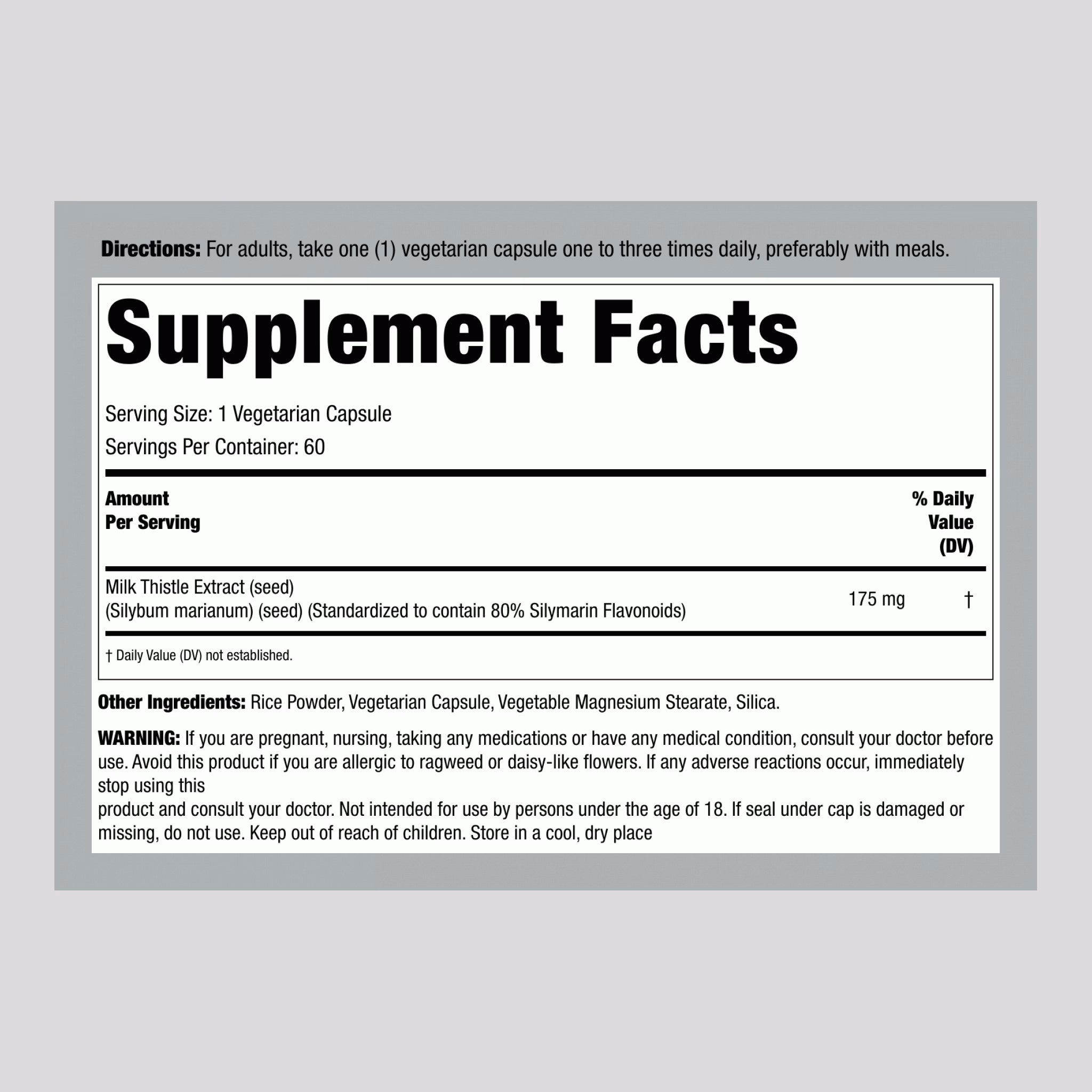 خلاصة حليب الشوك 175 ملغم  80% سيليمارين 60 كبسولة Lindberg Milk Thistle Standardized Extract (80% Silymarin) (Best Before 01-02-2029)